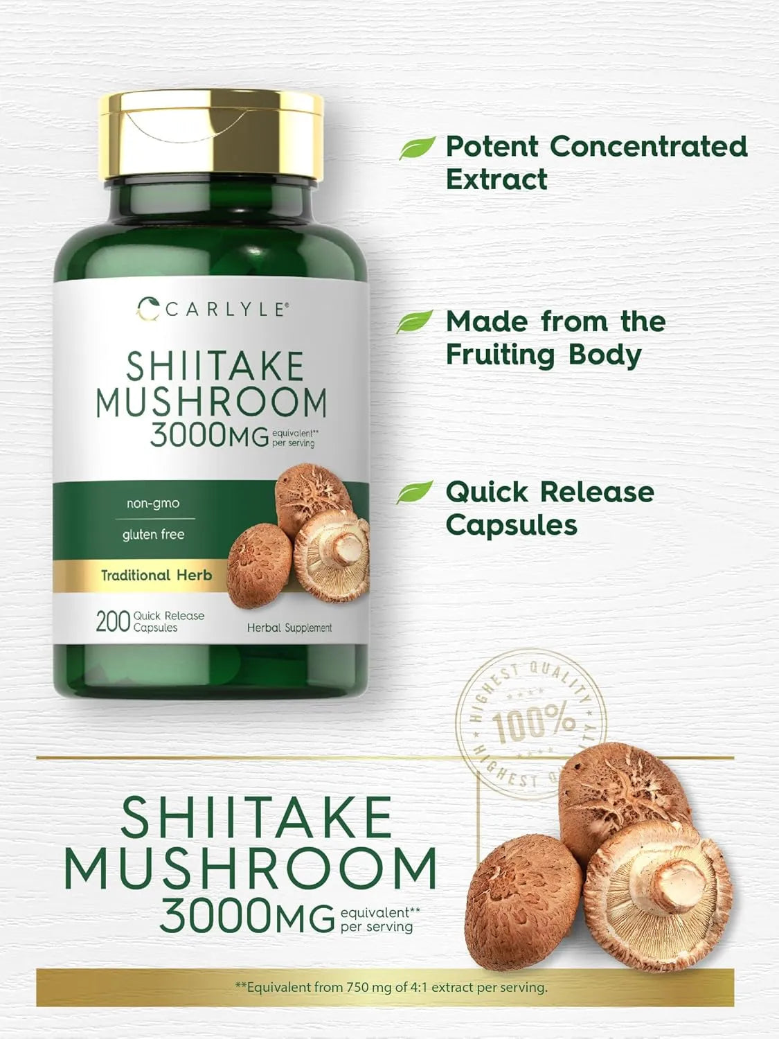 CARLYLE - Carlyle Shiitake Mushroom Extract 3000Mg. 200 Capsulas - The Red Vitamin MX - Suplementos Alimenticios - {{ shop.shopifyCountryName }}