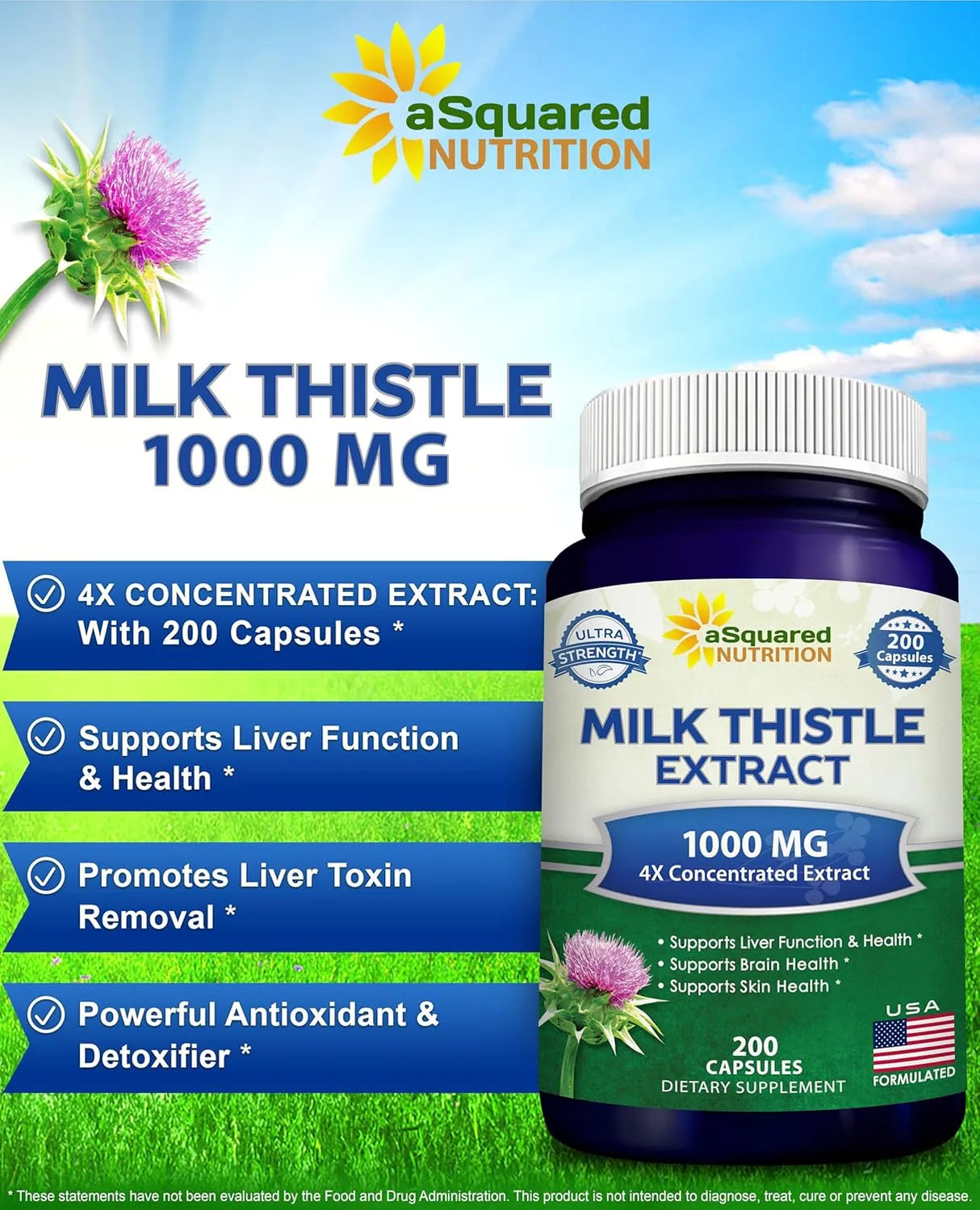 ASQUARED NUTRITION - aSquared Nutrition Milk Thistle 1000Mg. 200 Capsulas - The Red Vitamin MX - Suplementos Alimenticios - {{ shop.shopifyCountryName }}