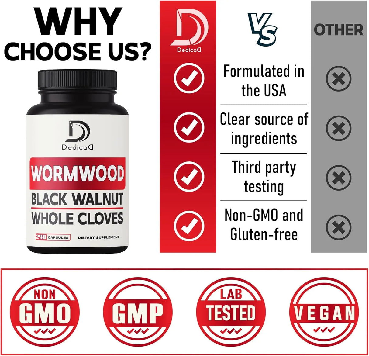 DEDICAD - DEDICAD Wormwood Capsules with Black Walnut & Cloves 240 Capsulas - The Red Vitamin MX - Suplementos Alimenticios - {{ shop.shopifyCountryName }}