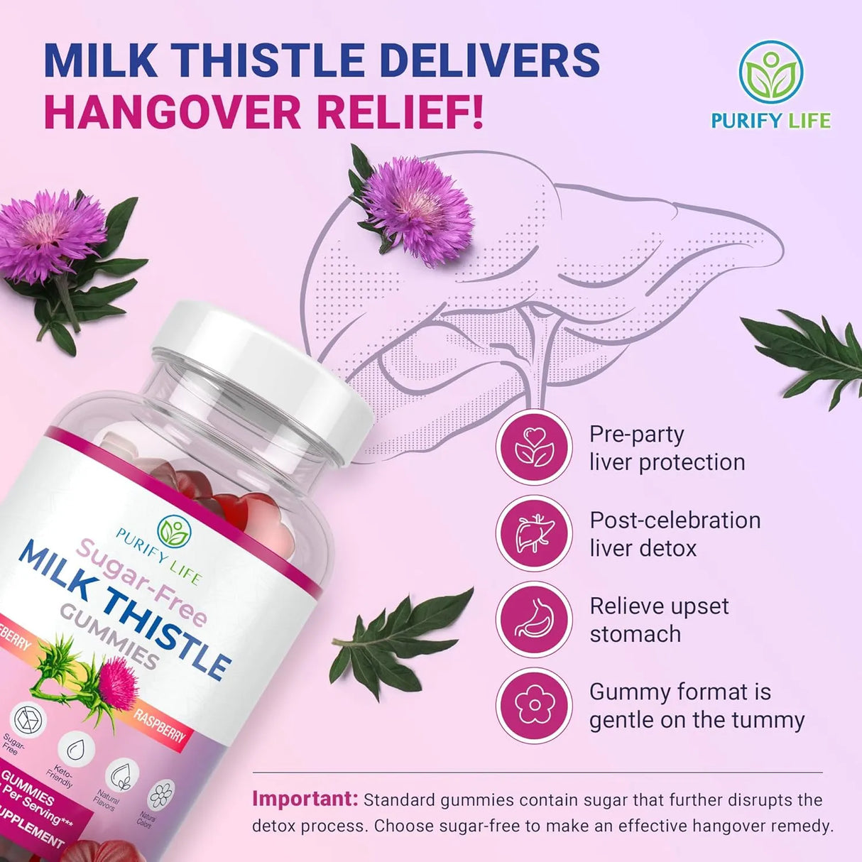 PURIFY LIFE - Purify Life Sugar-Free Milk Thistle Gummies 60 Gomitas - The Red Vitamin MX - Suplementos Alimenticios - {{ shop.shopifyCountryName }}