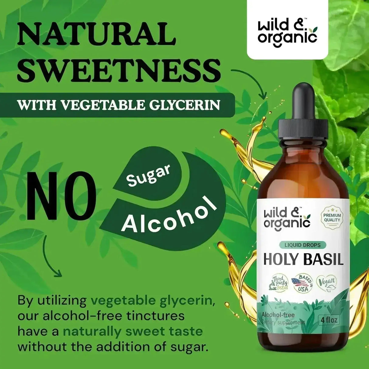 WILD & ORGANIC - Wild & Organic Holy Basil Tincture 4 Fl.Oz. - The Red Vitamin MX - Suplementos Alimenticios - {{ shop.shopifyCountryName }}