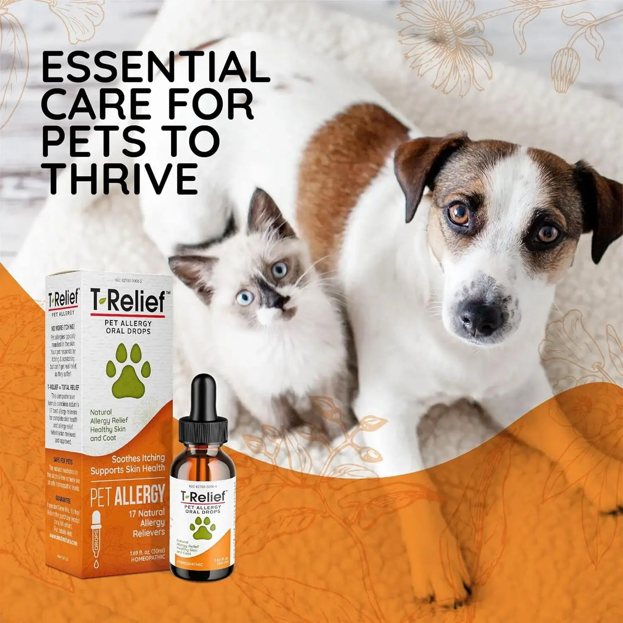 T-RELIEF - T-Relief Pet Allergy Support Drops for Dogs & Cats 1.69 Fl.Oz. - The Red Vitamin MX - Remedios Para La Picazón De Perros - {{ shop.shopifyCountryName }}