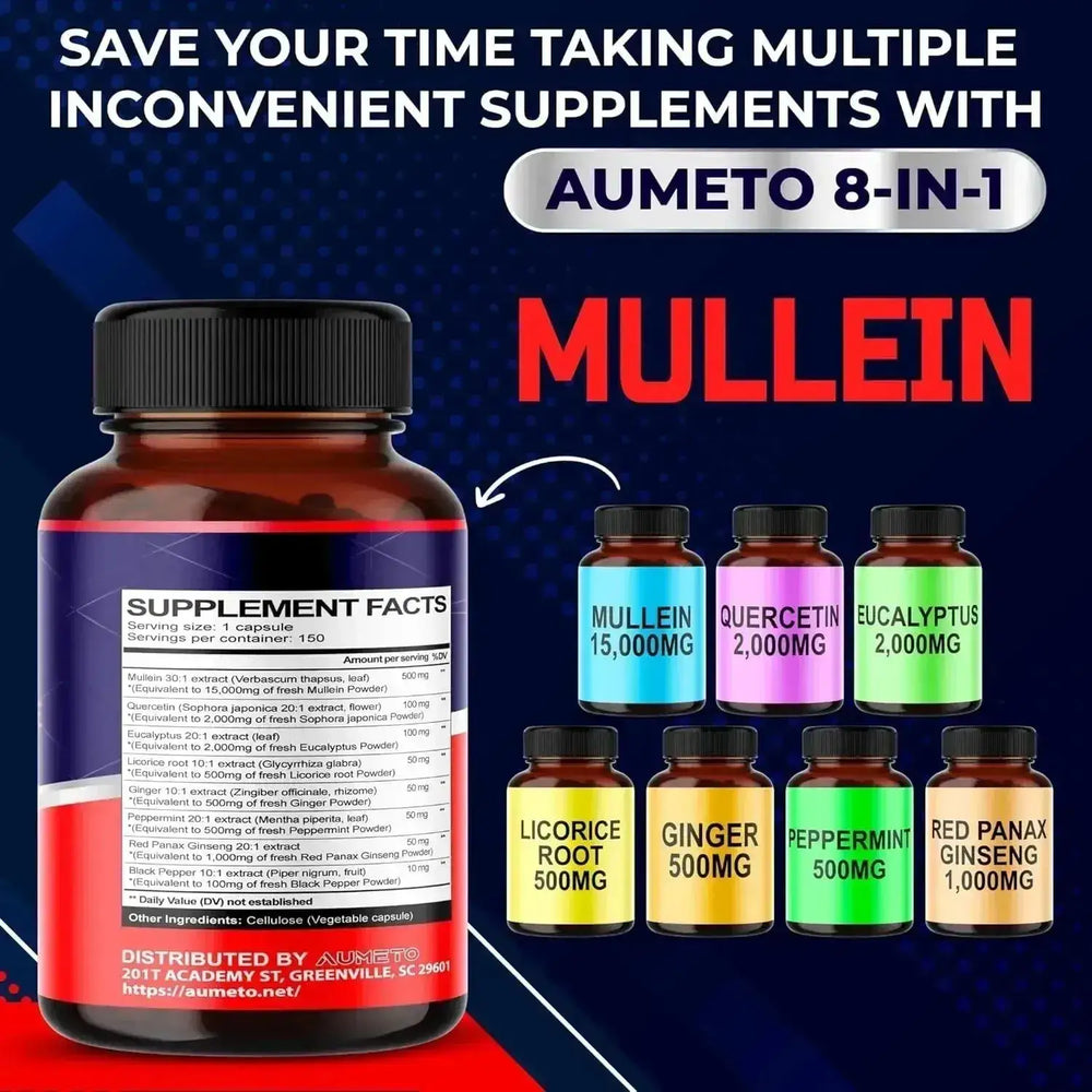 AUMETO - AUMETO Mullein 150 Capsulas - The Red Vitamin MX - Suplementos Alimenticios - {{ shop.shopifyCountryName }}