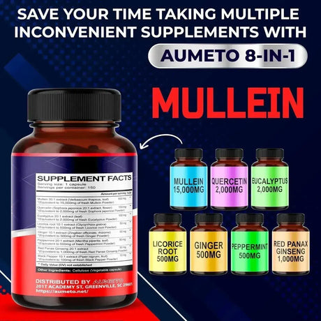 AUMETO - AUMETO Mullein 150 Capsulas - The Red Vitamin MX - Suplementos Alimenticios - {{ shop.shopifyCountryName }}