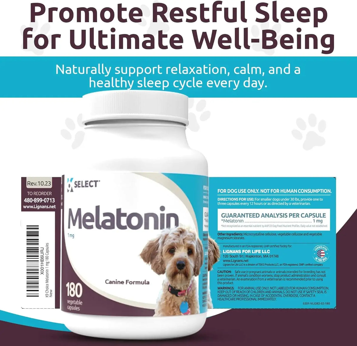 K9 SELECT - K9 Select Melatonin for Small Dogs Unflavored 1Mg. 180 Capsulas - The Red Vitamin MX - Relajantes Para Perros - {{ shop.shopifyCountryName }}