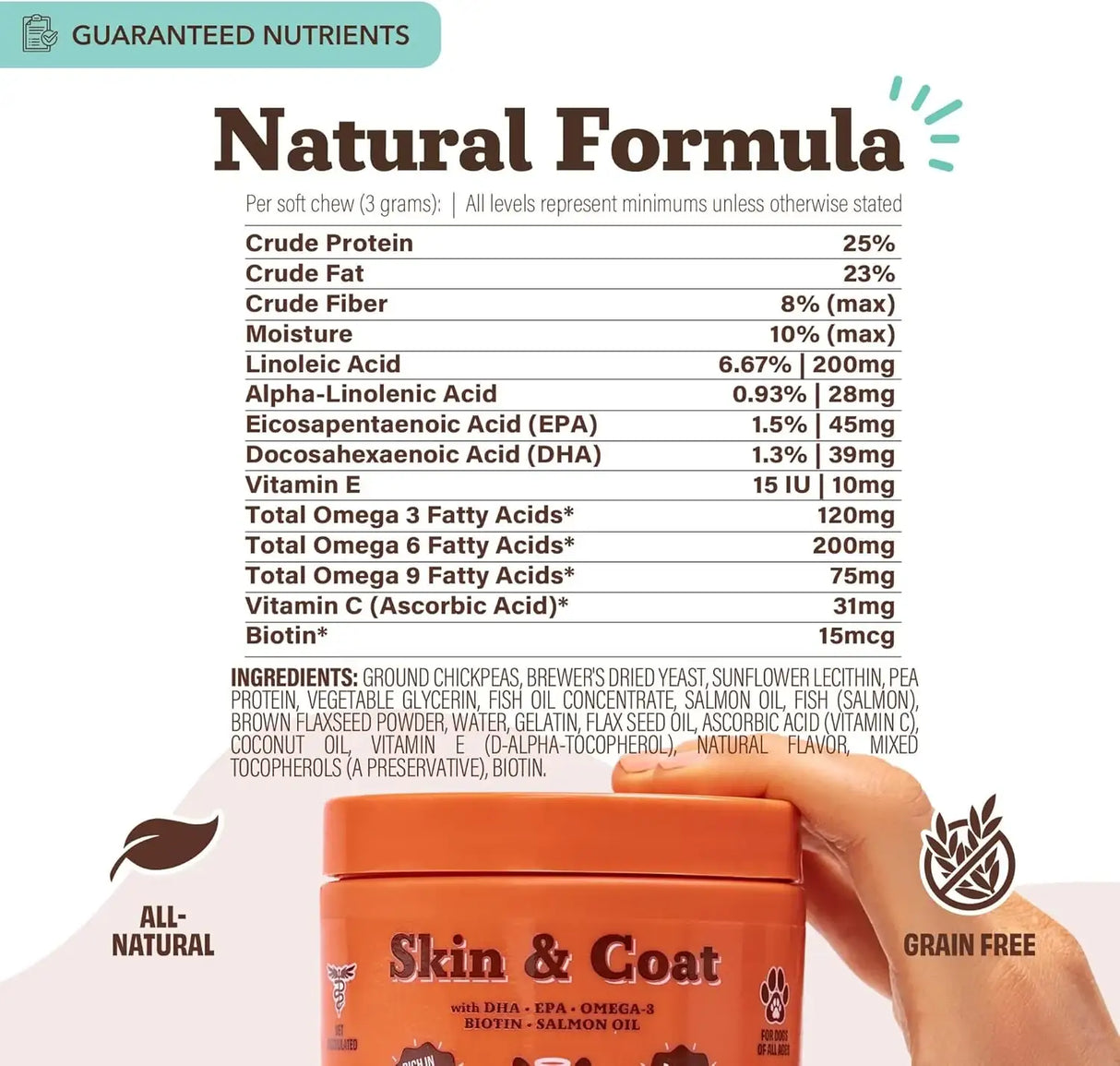 NATURAL DOG - Natural Dog Company Skin & Coat Omega-3 Rich Salmon Oil Chews 180 Masticables - The Red Vitamin MX - Aceite De Pescado Para Perros - {{ shop.shopifyCountryName }}