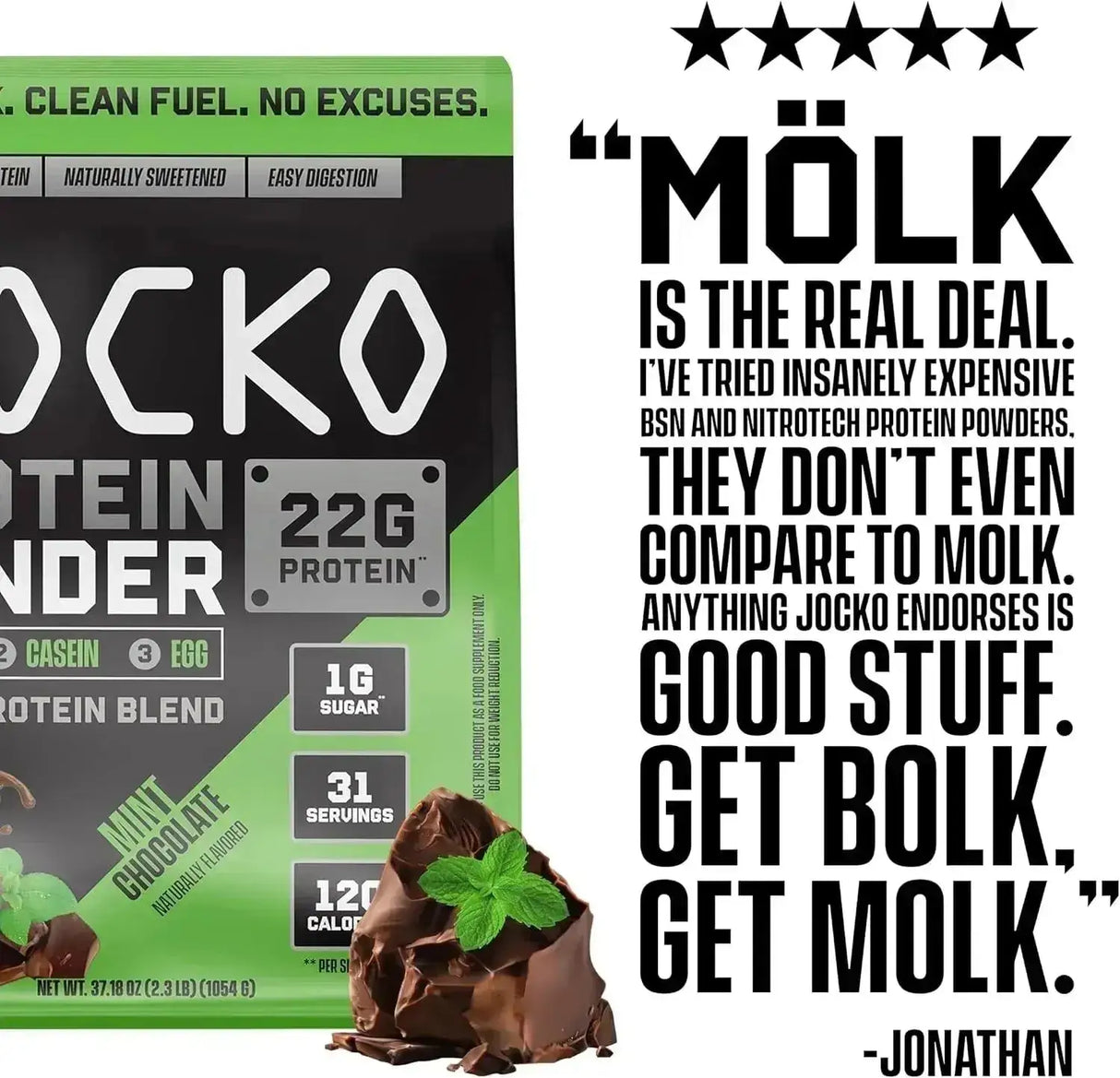 JOCKO FUEL - Jocko Mölk Whey Protein Powder Sugar Free 31 Servicios Mint Chocolate 1054Gr. - The Red Vitamin MX - Suplementos Alimenticios - {{ shop.shopifyCountryName }}