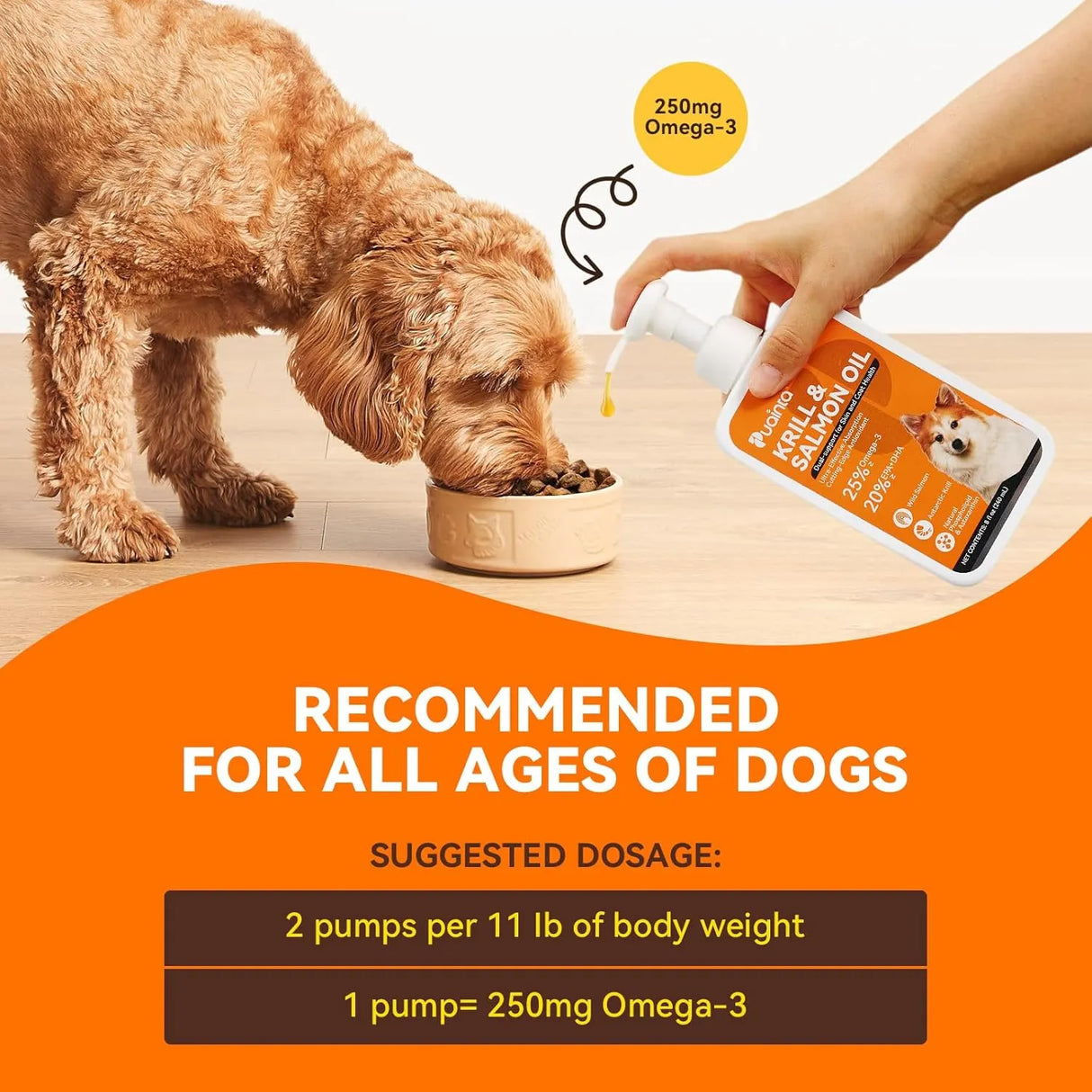 PUAINTA - PUAINTA Fish Oil for Dogs Antarctic Krill & Wild Alaskan Salmon Oil 8 Fl.Oz. - The Red Vitamin MX - Aceite De Pescado Para Perros - {{ shop.shopifyCountryName }}