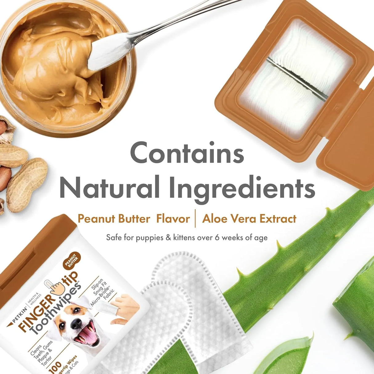PETKIN - Petkin Fingertip Tooth Wipes for Dogs and Cats Peanut Butter 100 Toallitas - The Red Vitamin MX - Cuidado Dental Para Perros - {{ shop.shopifyCountryName }}