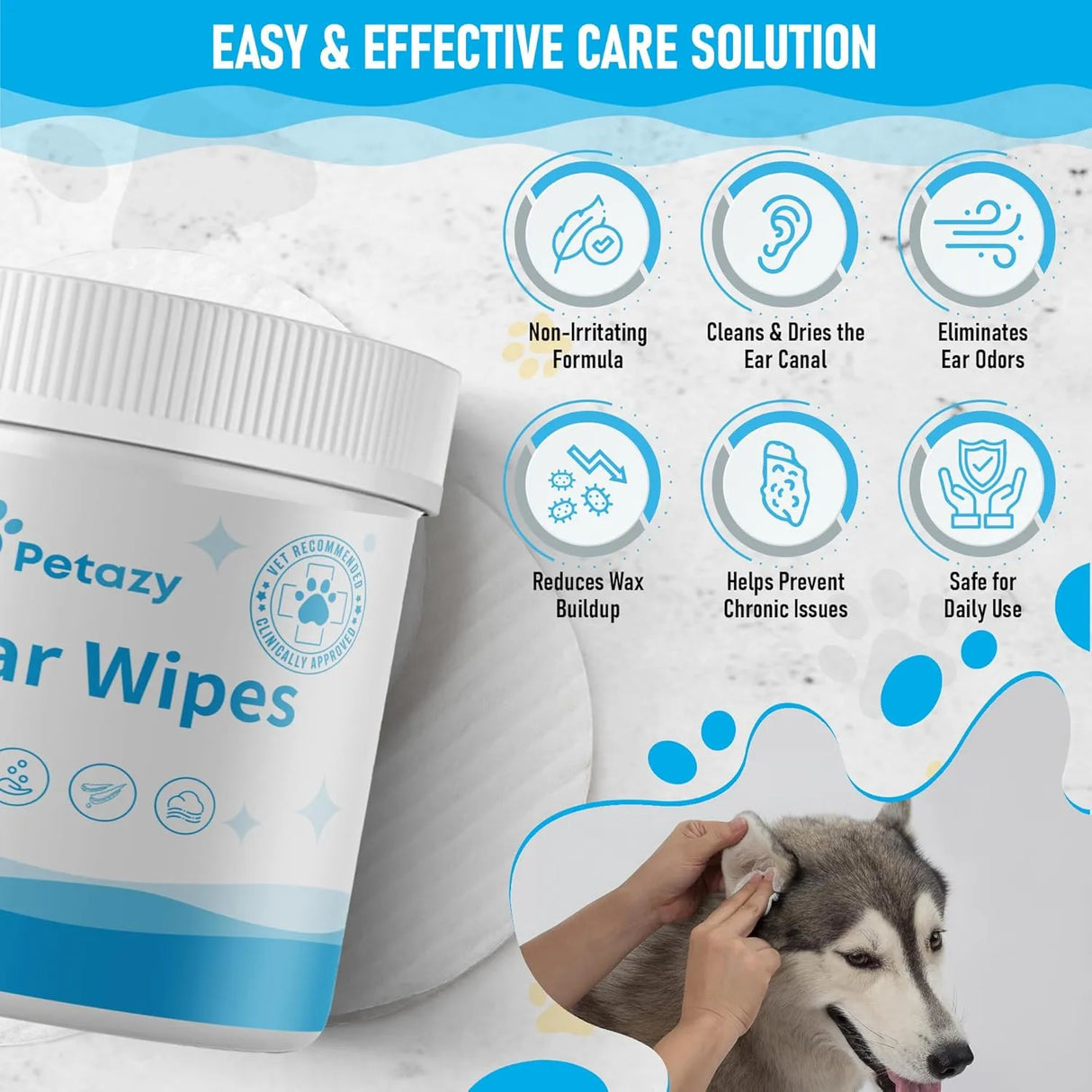 PETAZY - Petazy Dog Ear Wipes Unscented 125 Toallitas - The Red Vitamin MX - Cuidado Del Oído De Perros - {{ shop.shopifyCountryName }}