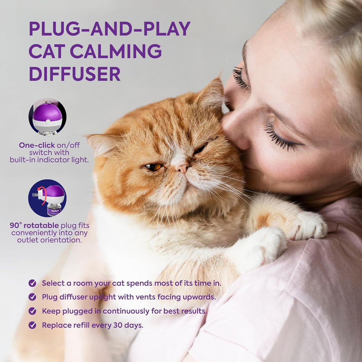 TopSum Cat Pheromones Calming Diffuser: Premium Pheromone Diffuser for Cats 3 Pack