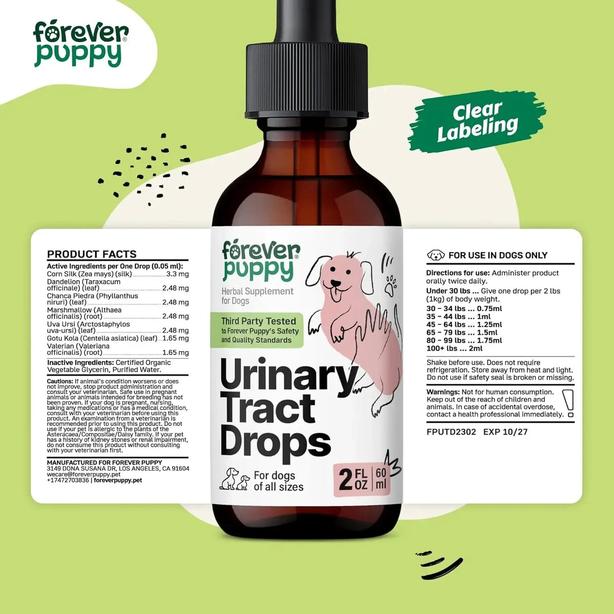 FOREVER PUPPY - Forever Puppy Urinary Tract Drops for Dogs 2 Fl.Oz. - The Red Vitamin MX - Salud De Tracto Urinario Para Perros - {{ shop.shopifyCountryName }}