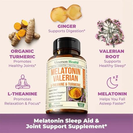 VIMERSON HEALTH - Vimerson Health Melatonin Sleep Aid with L Theanine & Valerian Root 60 Capsulas 2 Pack - The Red Vitamin MX - Suplementos Alimenticios - {{ shop.shopifyCountryName }}