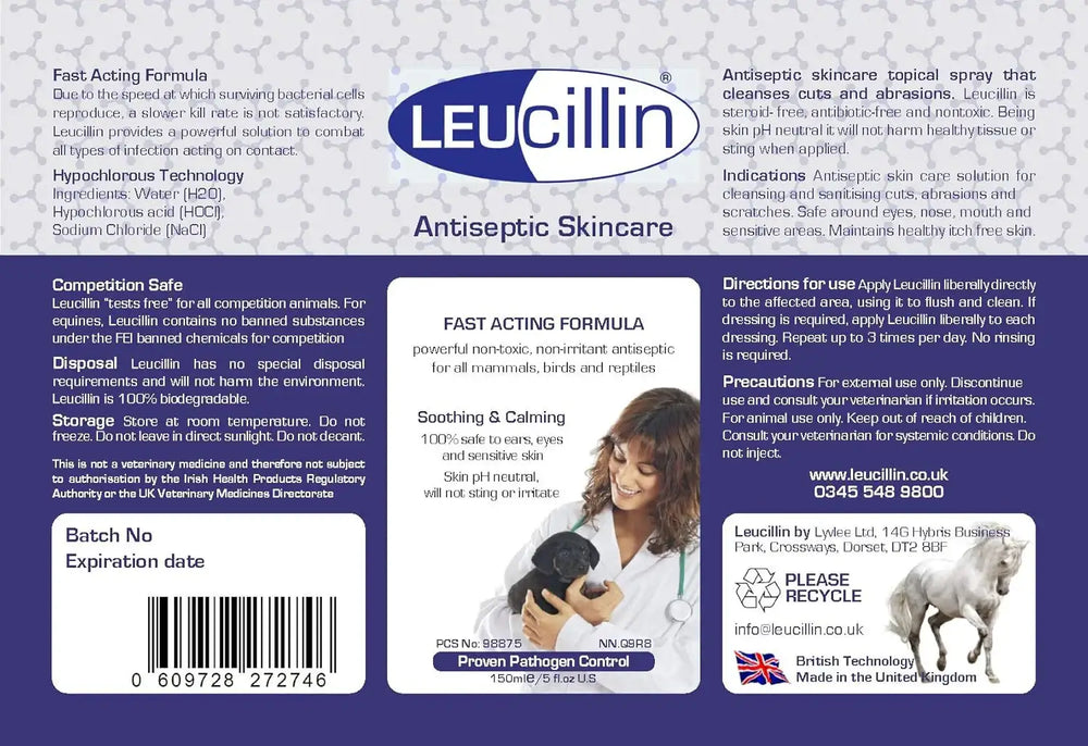 LEUCILLIN - Leucillin Natural Antiseptic Spray for Dogs 150Ml. - The Red Vitamin MX - Remedios Para La Picazón De Perros - {{ shop.shopifyCountryName }}