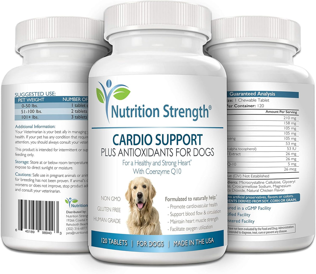 Nutrition Strength Cardio Support for Dogs Plus Antioxidants 120 Tabletas Masticables