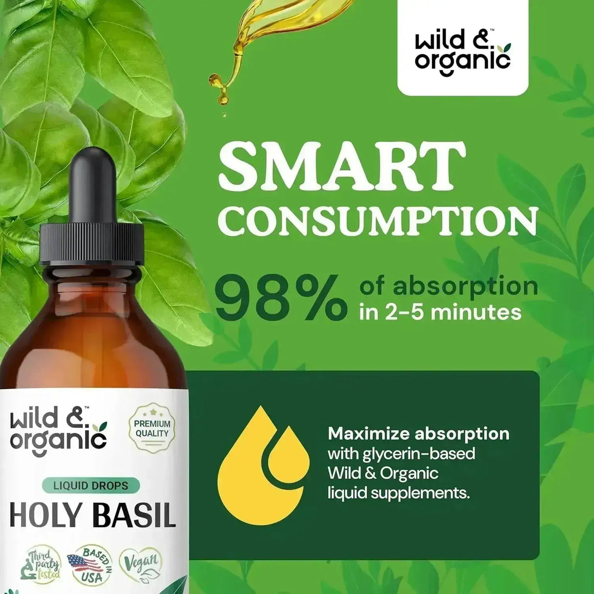 WILD & ORGANIC - Wild & Organic Holy Basil Tincture 4 Fl.Oz. - The Red Vitamin MX - Suplementos Alimenticios - {{ shop.shopifyCountryName }}