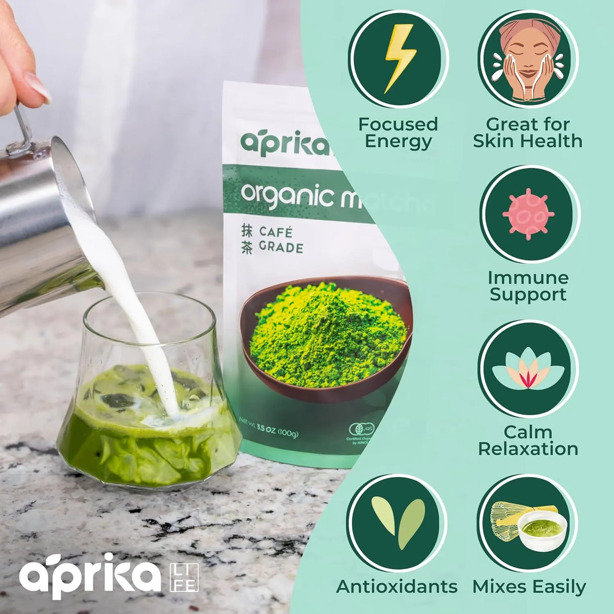 APRIKALIFE - AprikaLife Organic Matcha Powder 100Gr. - The Red Vitamin MX - Suplementos Alimenticios - {{ shop.shopifyCountryName }}