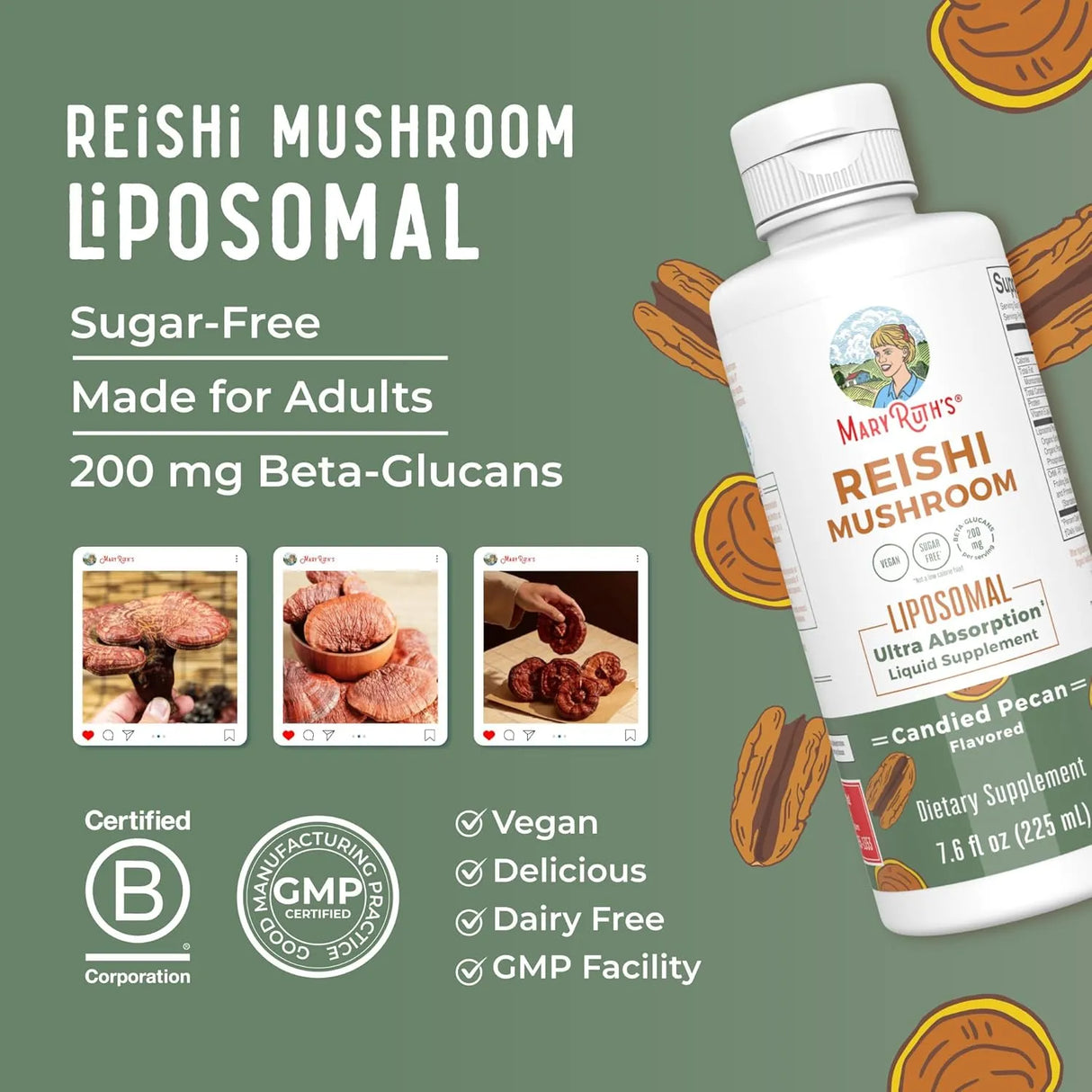 MARY RUTH ORGANICS - MaryRuth Organics Reishi Vegan Mushroom 225Ml. - The Red Vitamin MX - Suplementos Alimenticios - {{ shop.shopifyCountryName }}