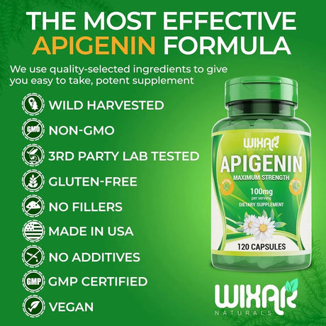 WIXAR NATURALS - Wixar Apigenin 100Mg. 120 Capsulas - The Red Vitamin MX - Suplementos Alimenticios - {{ shop.shopifyCountryName }}