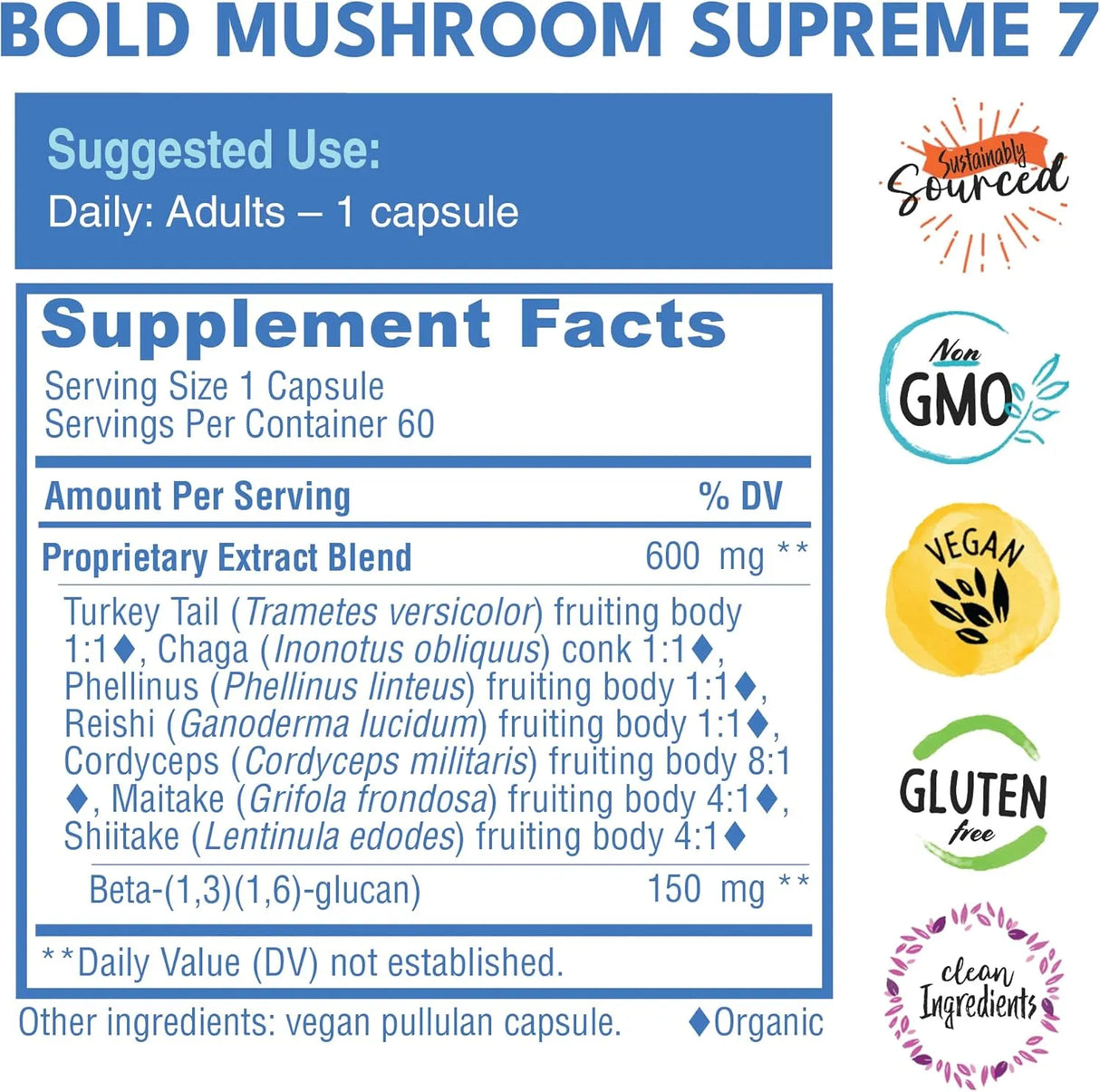 BOLD BOTANICA - Bold Botanica Mushroom Supreme 7 60 Capsulas - The Red Vitamin MX - Suplementos Alimenticios - {{ shop.shopifyCountryName }}