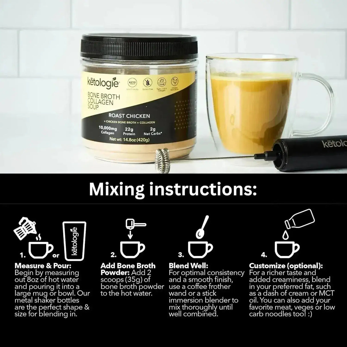 KETOLOGIE - Ketologie Bone Broth Collagen Soup Roast Chicken 420Gr. - The Red Vitamin MX - Suplementos Alimenticios - {{ shop.shopifyCountryName }}