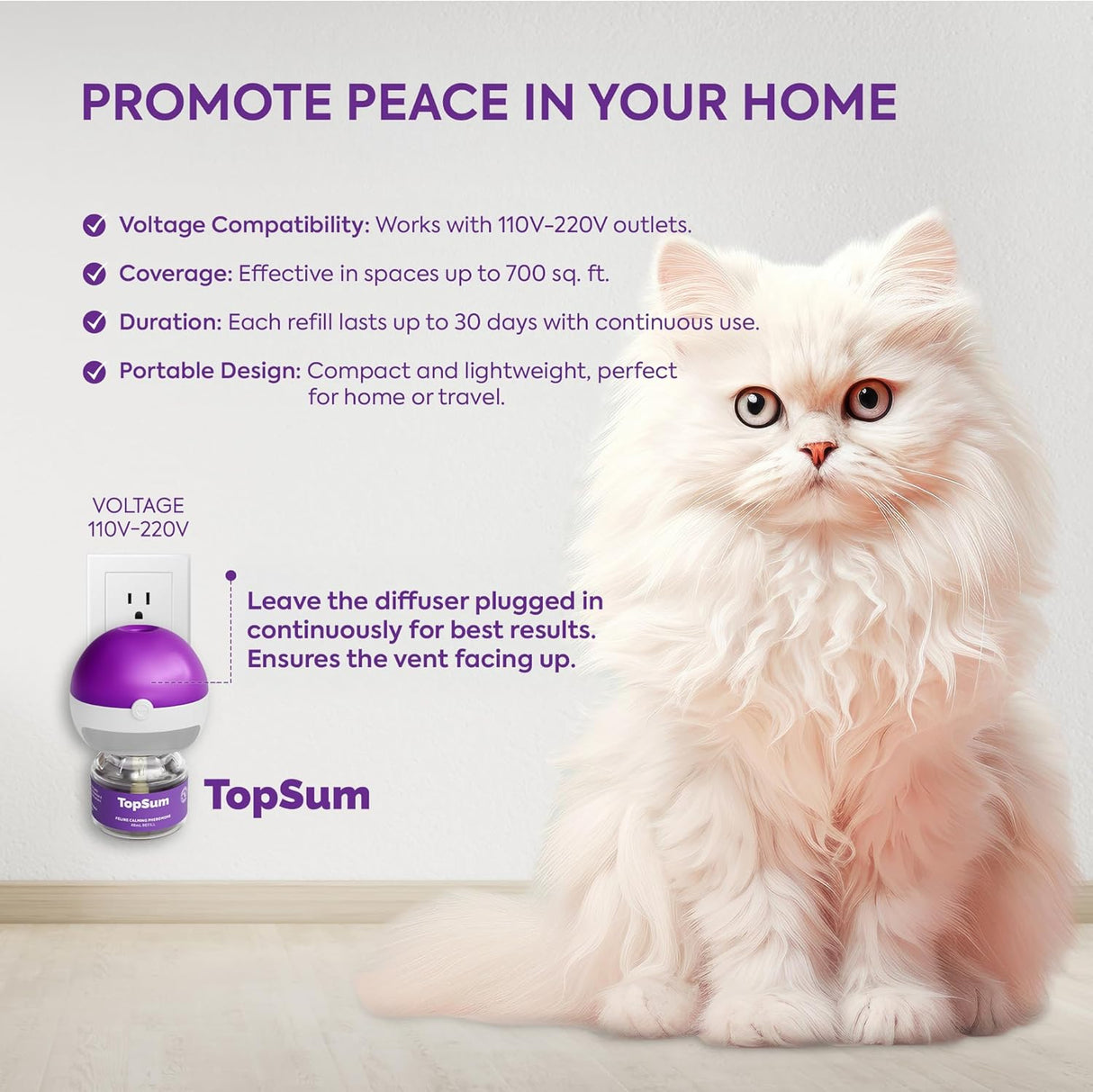TopSum Cat Pheromones Calming Diffuser: Premium Pheromone Diffuser for Cats 3 Pack