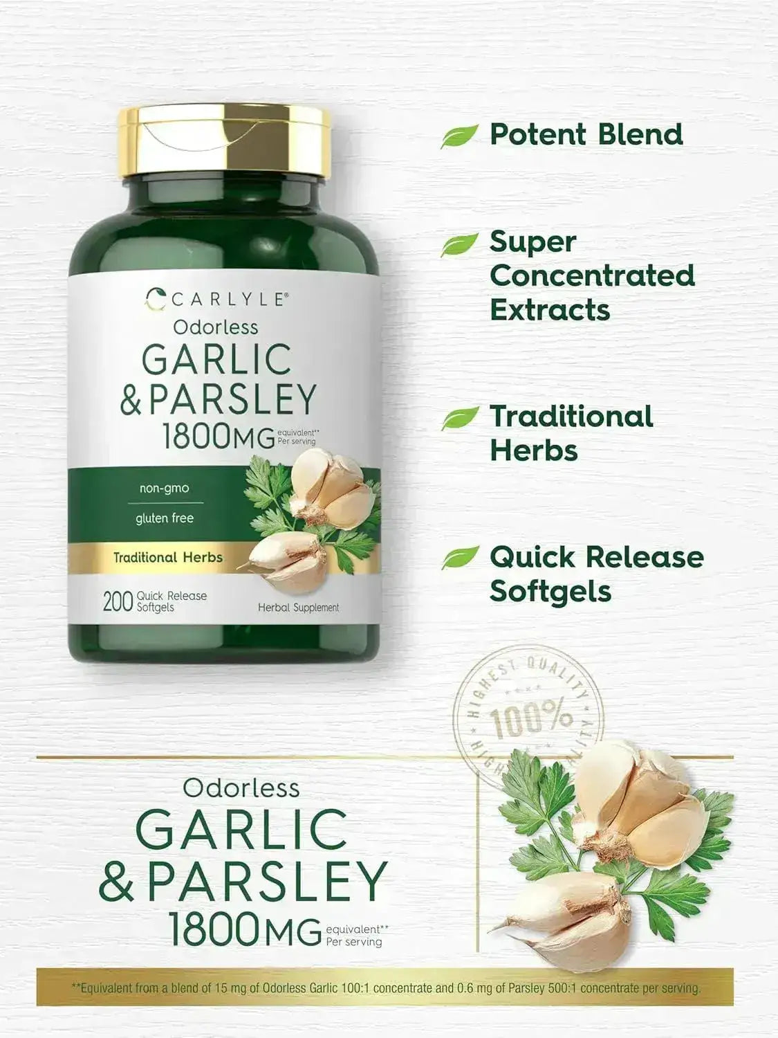 CARLYLE - Carlyle Odorless Garlic & Parsley 1800Mg. 200 Capsulas Blandas - The Red Vitamin MX - Suplementos Alimenticios - {{ shop.shopifyCountryName }}