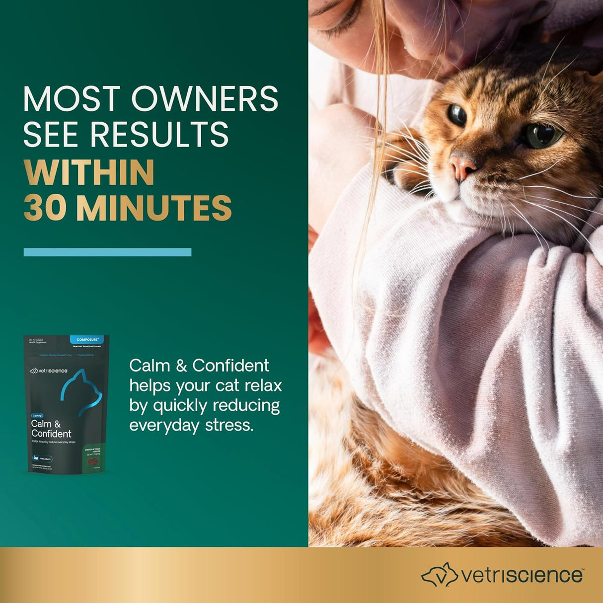 VetriScience Composure Calming Formula for Cats Chicken and Trout 30 Masticables