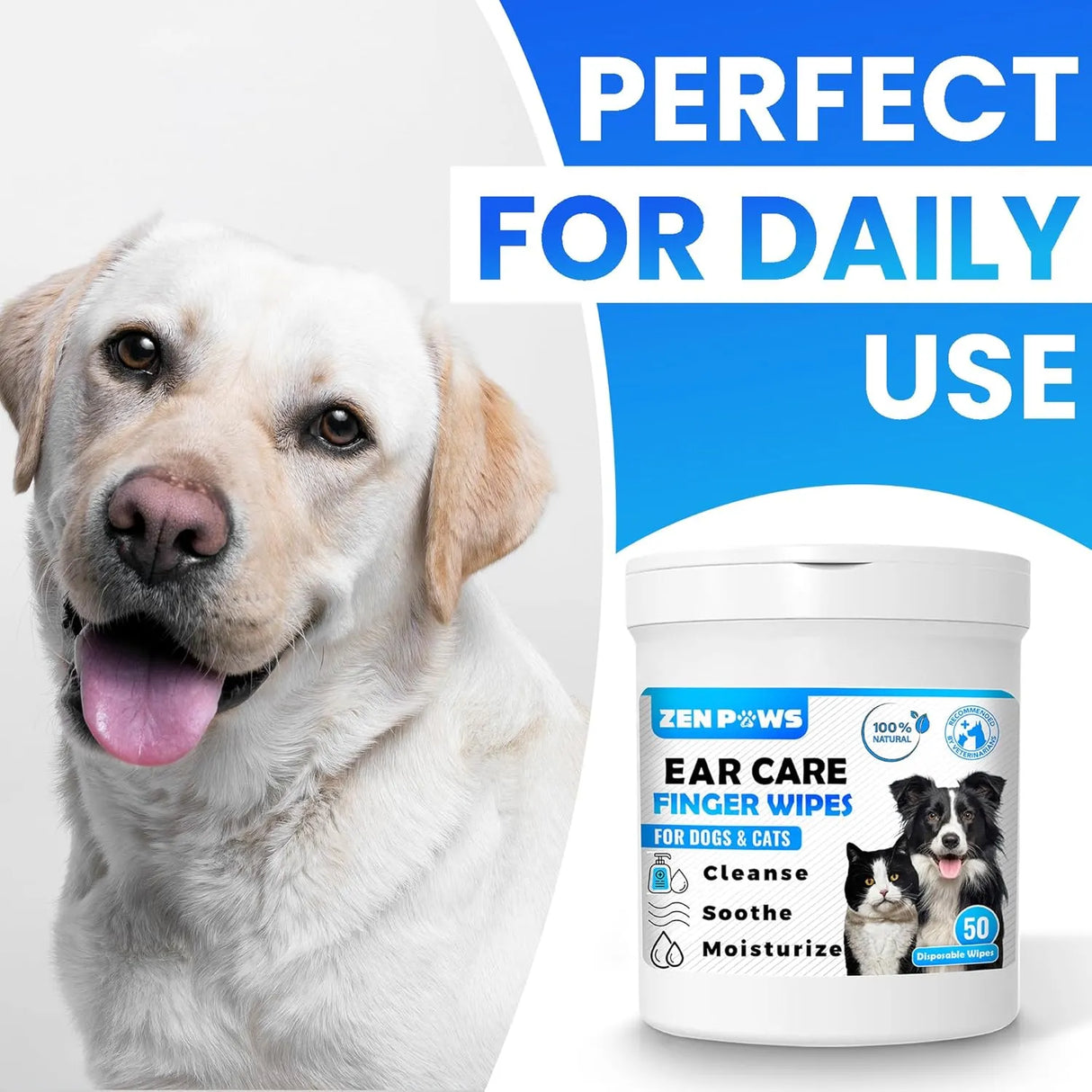ZENPAWS - Zenpaws Dogs & Cats Ear Cleaner Finger Wipes 50 Toallitas - The Red Vitamin MX - Cuidado Del Oído De Perros - {{ shop.shopifyCountryName }}