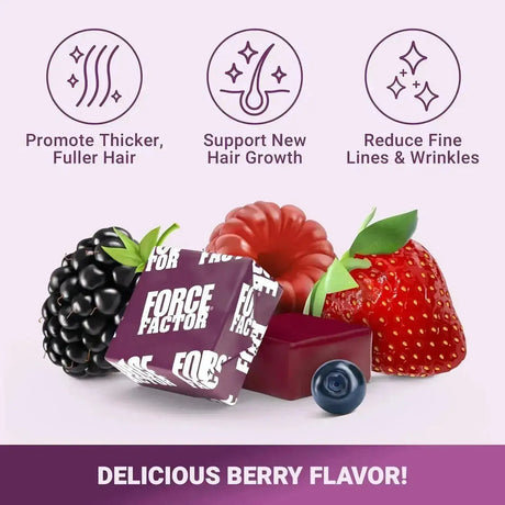 FORCE FACTOR - Force Factor Hair Growth Accelerator Mixed Berry 60 Masticables - The Red Vitamin MX - Suplementos Alimenticios - {{ shop.shopifyCountryName }}