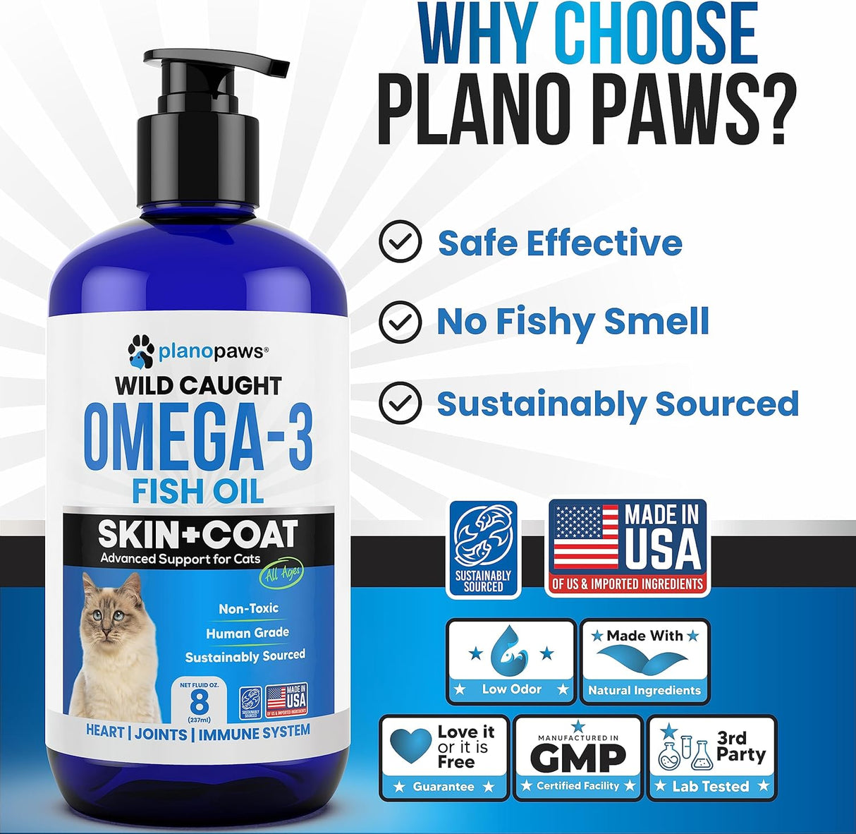 Planopaws Omega 3 Fish Oil for Cats 8 Fl.Oz.