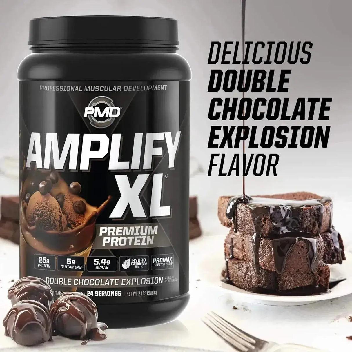 PMD SPORTS - PMD Sports Amplify XL Premium Whey Protein Double Chocolate Explosion 24 Servicios 908Gr. - The Red Vitamin MX - Suplementos Alimenticios - {{ shop.shopifyCountryName }}