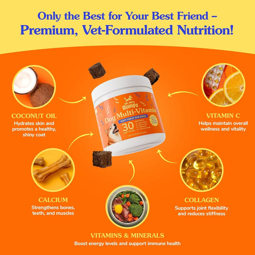 DR JAY'S - Dr Jay's Romps Multivitamins Dog Chews 30 Masticables - The Red Vitamin MX - Multivitamínicos Para Perros - {{ shop.shopifyCountryName }}