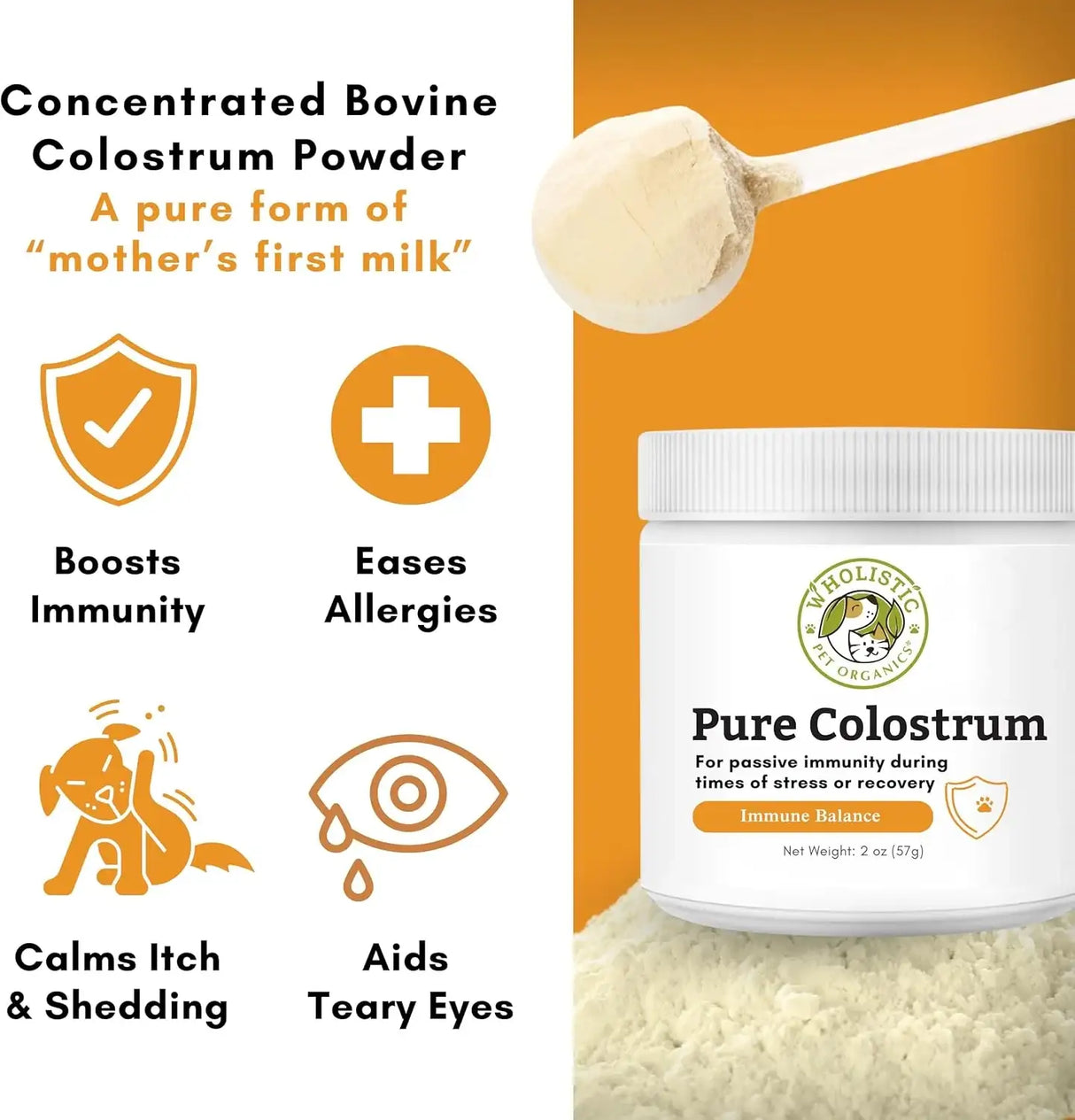 WHOLISTIC PET ORGANICS - Wholistic Pet Organics Pure Colostrum Dog Allergy Relief & Itchy Skin Treatment 57Gr. - The Red Vitamin MX - Remedios Para La Picazón De Perros - {{ shop.shopifyCountryName }}