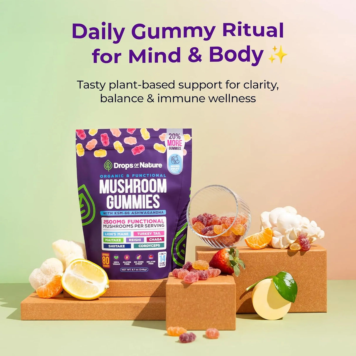 DROPS OF NATURE - Drops Of Nature Mushroom Gummies with Ashwagandha 246Gr. - The Red Vitamin MX - Suplementos Alimenticios - {{ shop.shopifyCountryName }}