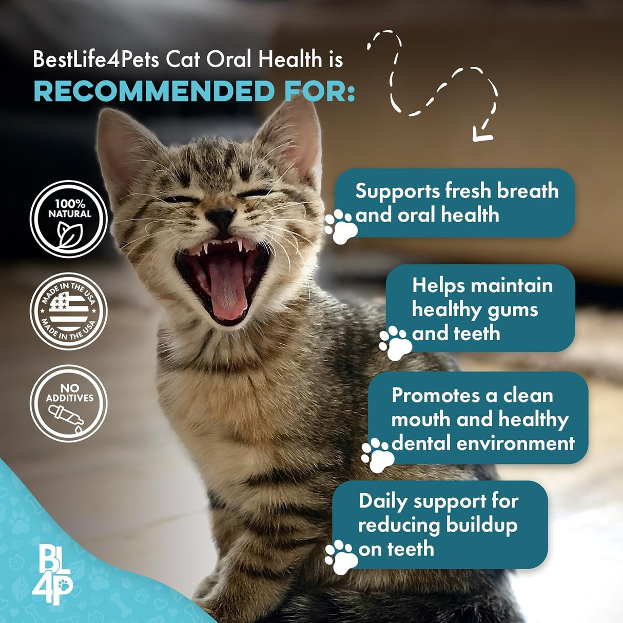 BestLife4Pets Cat Dental Supplement for Bad Breath Tartar & Gum Support 400 Tabletas 2 Pack