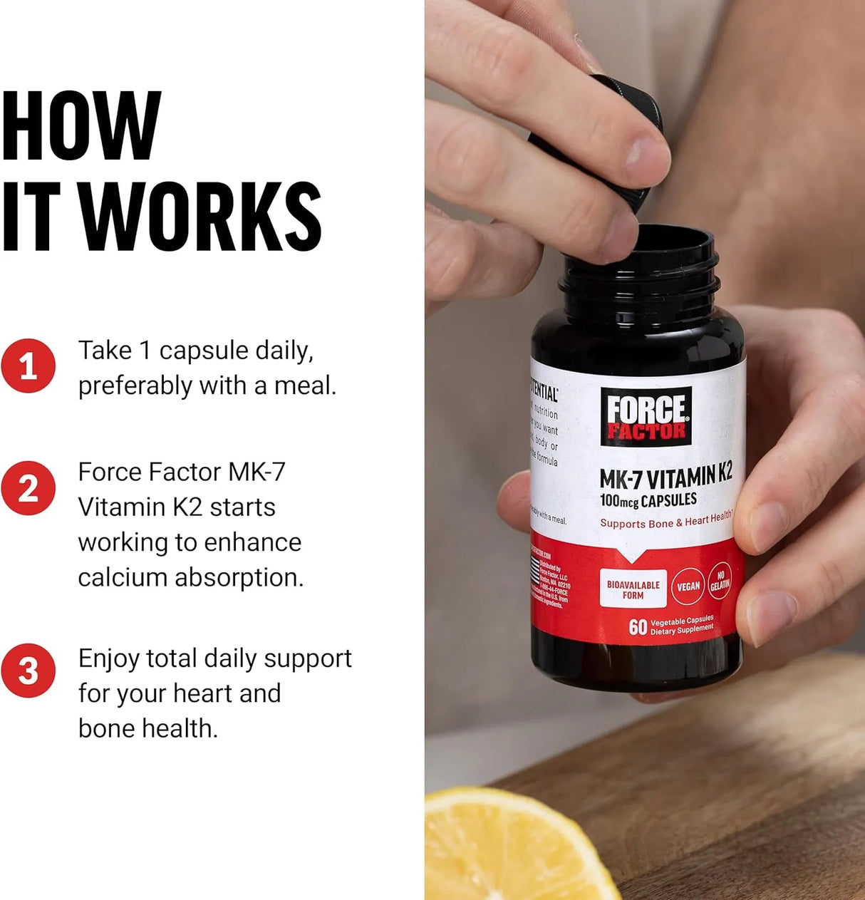 FORCE FACTOR - FORCE FACTOR MK-7 Vitamin K2 100mcg 60 Capsulas - The Red Vitamin MX - Suplementos Alimenticios - {{ shop.shopifyCountryName }}