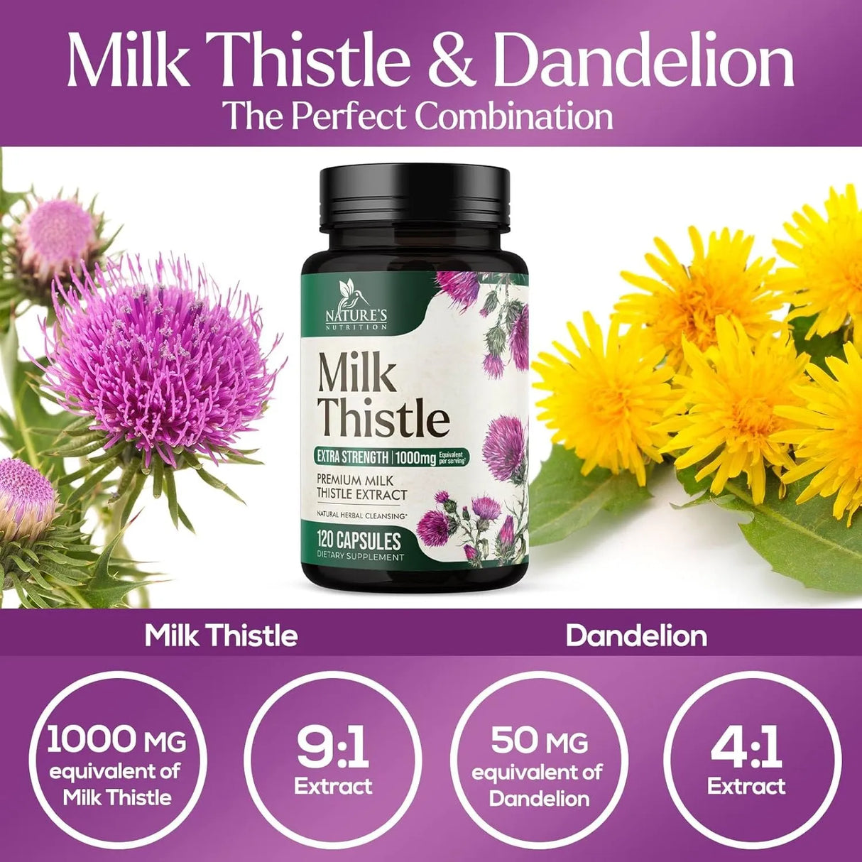 NATURE'S NUTRITION - Nature's Nutrition Milk Thistle 1000Mg. 120 Capsulas - The Red Vitamin MX - Suplementos Alimenticios - {{ shop.shopifyCountryName }}