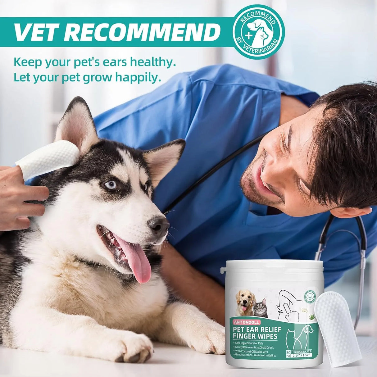 ANTONDOLL - ANTONDOLL Ear Finger Wipes for Dogs & Cats 50 Toallitas - The Red Vitamin MX - Cuidado Del Oído De Perros - {{ shop.shopifyCountryName }}