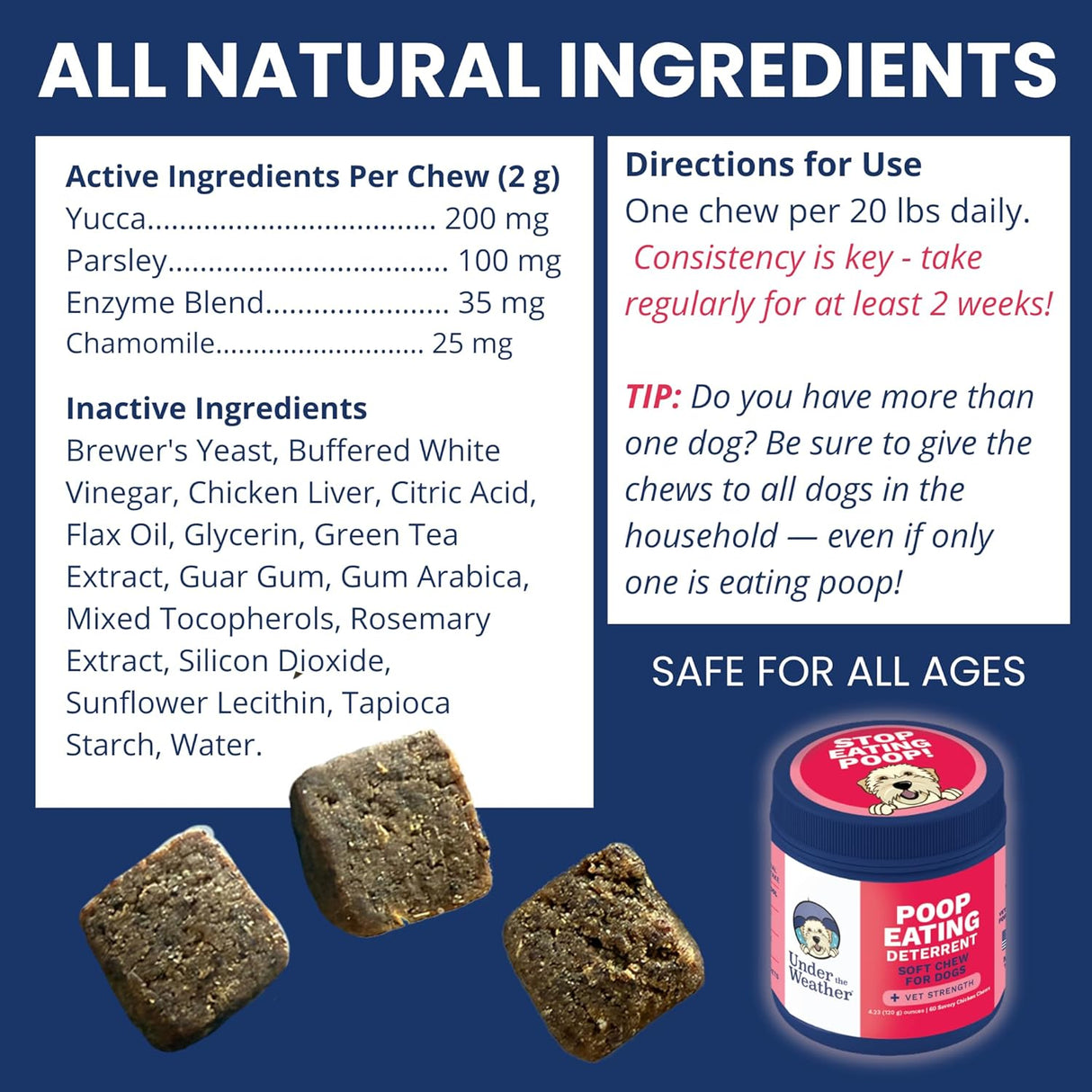 Under the Weather Pet No Poo Chews for Dogs 60 Masticables