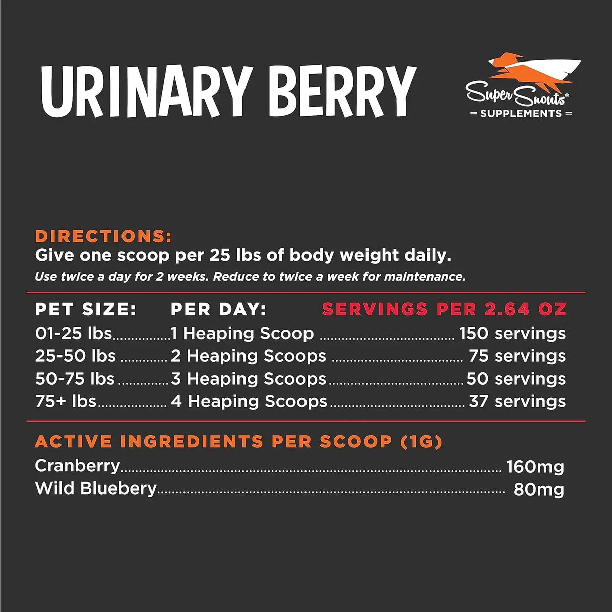 SUPER SNOUTS - Super Snouts Urinary Berry Urinary Tract Supplements for Dogs & Cats 75Gr. - The Red Vitamin MX - Salud De Tracto Urinario Para Perros - {{ shop.shopifyCountryName }}