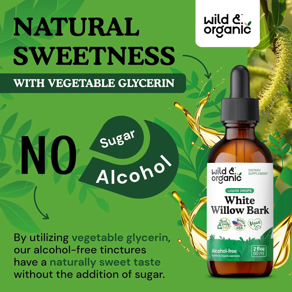 WILD & ORGANIC - Wild & Organic White Willow Bark Extract Liquid Drops 2 Fl.Oz. - The Red Vitamin MX - Suplementos Alimenticios - {{ shop.shopifyCountryName }}