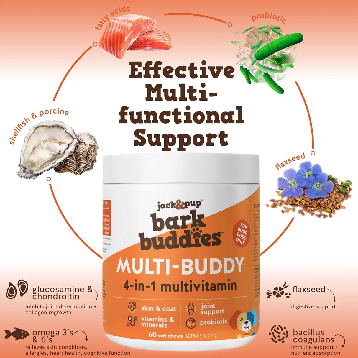 JACK&PUP - Jack&Pup Bark Buddies Multi-Buddy Dog Multivitamins 60 Masticables - The Red Vitamin MX - Multivitamínicos Para Perros - {{ shop.shopifyCountryName }}