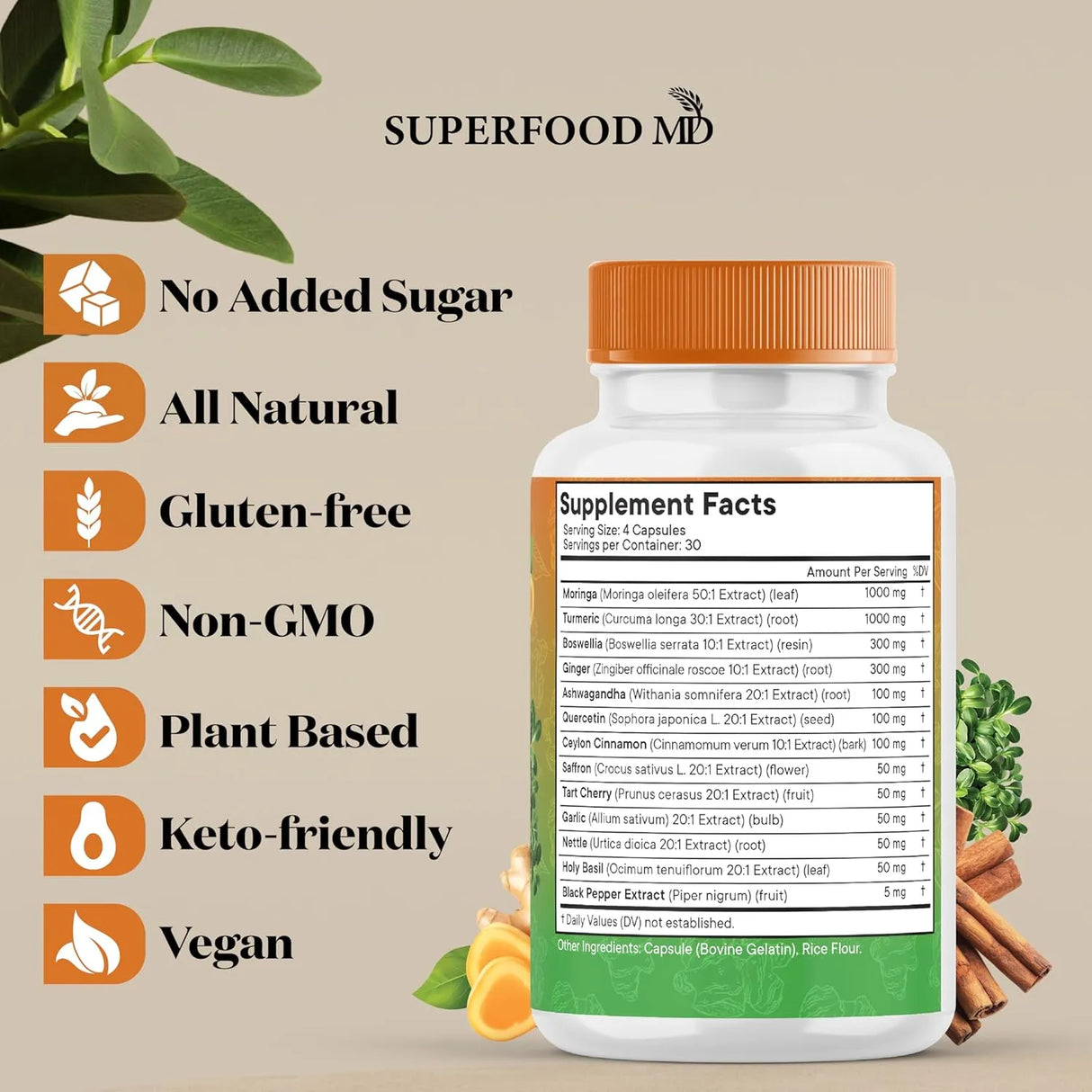 SUPERFOOD MD - Superfood MD Turmeric Moringa 120 Capsulas - The Red Vitamin MX - Suplementos Alimenticios - {{ shop.shopifyCountryName }}