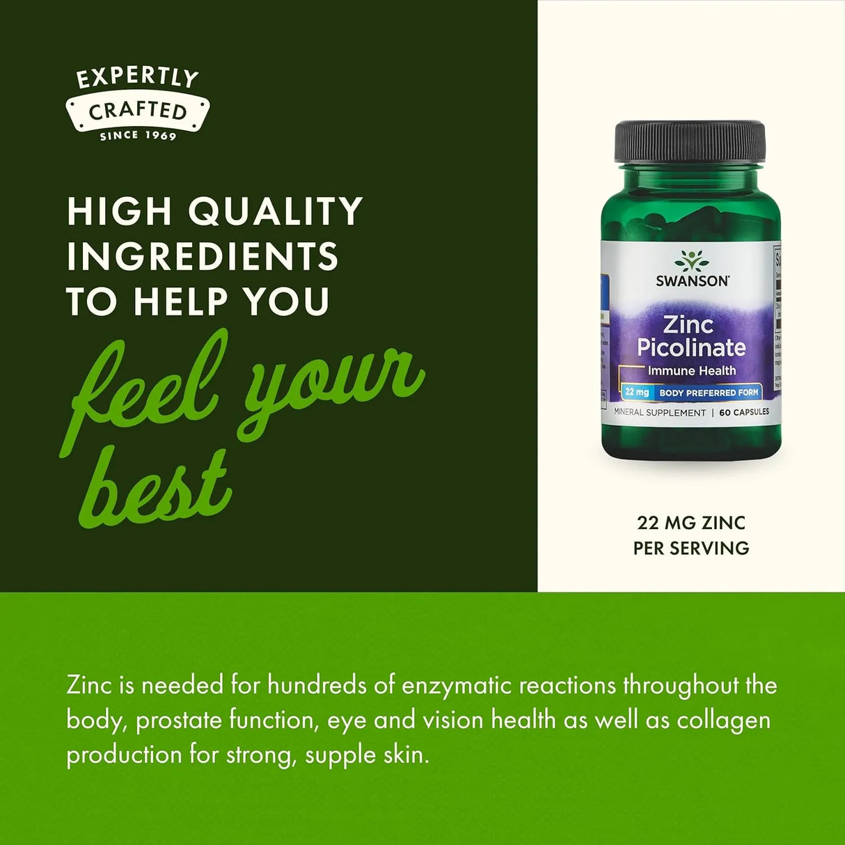 SWANSON - Swanson Zinc Picolinate 22Mg. 60 Capsulas - The Red Vitamin MX - Suplementos Alimenticios - {{ shop.shopifyCountryName }}