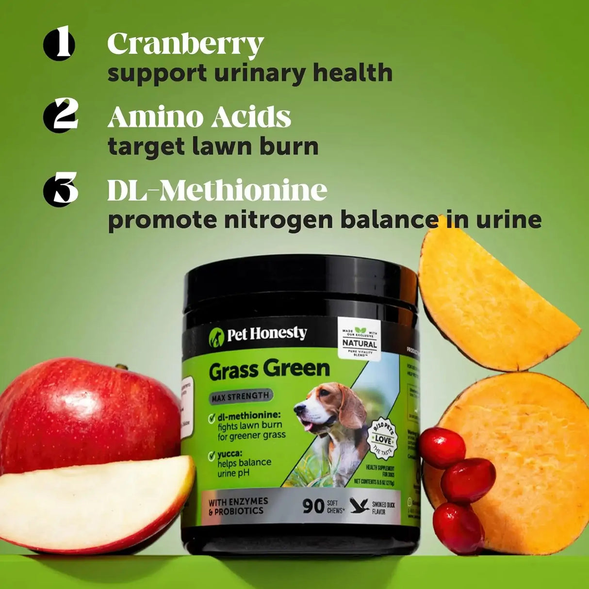 PET HONESTY - Pet Honesty Grass Green Max Strength Burn Spot Chews for Dogs DUCK 90 Masticables - The Red Vitamin MX - Salud De Tracto Urinario Para Perros - {{ shop.shopifyCountryName }}