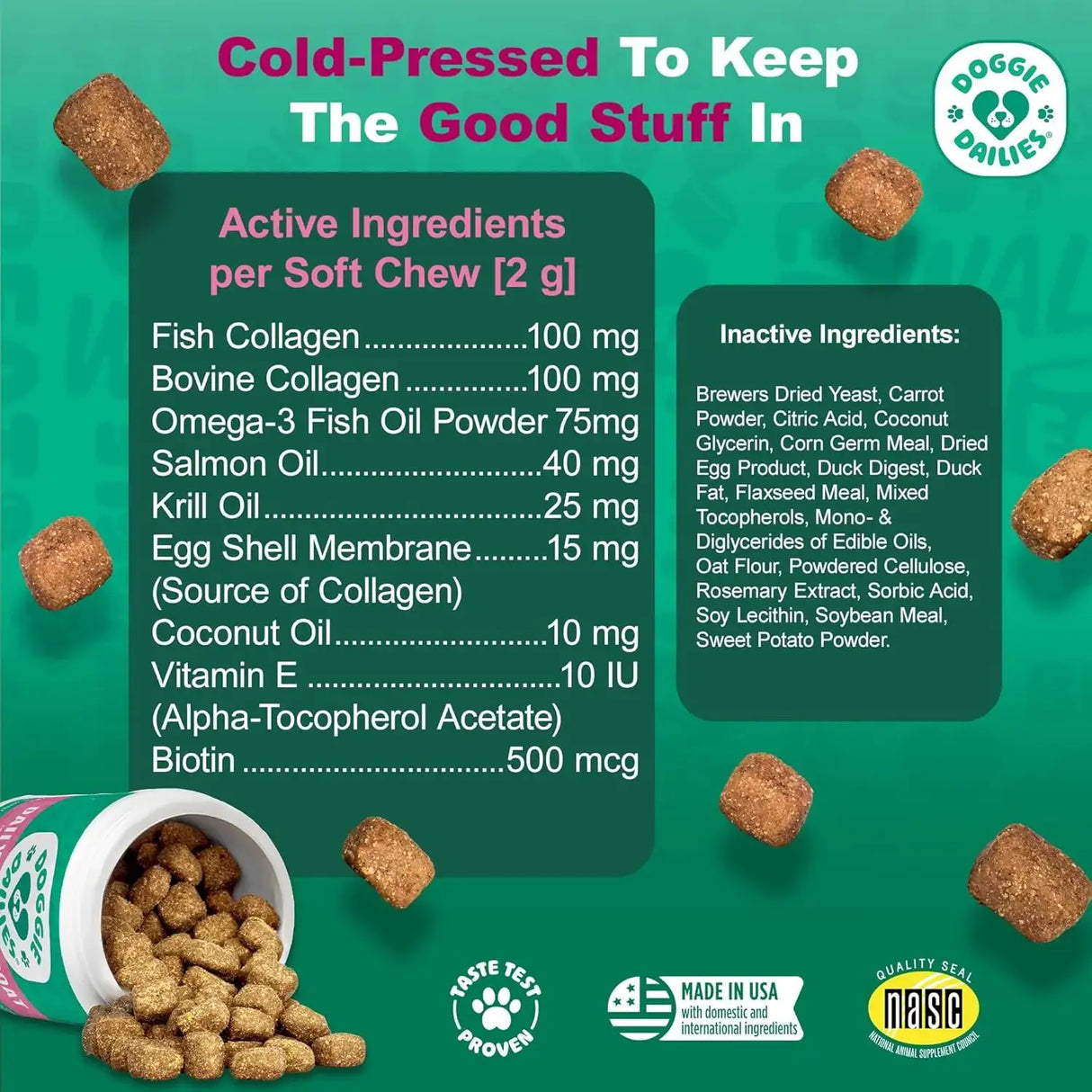 DOGGIE DAILIES - Doggie Dailies Skin & Coat Supplement Support Duck 225 Masticables - The Red Vitamin MX - Aceite De Pescado Para Perros - {{ shop.shopifyCountryName }}