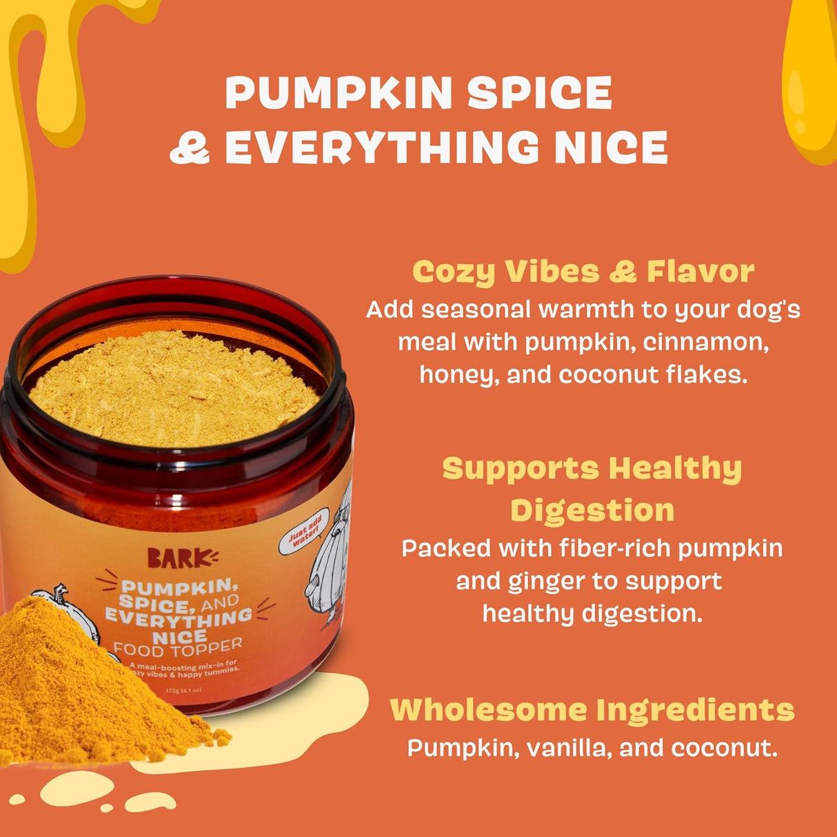 Barkbox Pumpkin Spice Digestive Food Topper Broth Powder 173Gr.