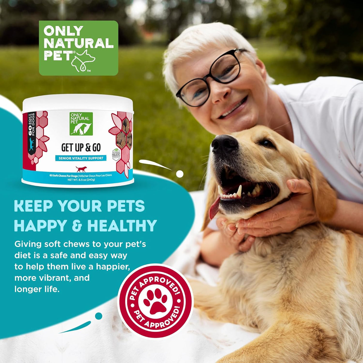 Only Natural Pet Get Up & Go Herbal Joint Support Supplement for Dogs 60 Masticables