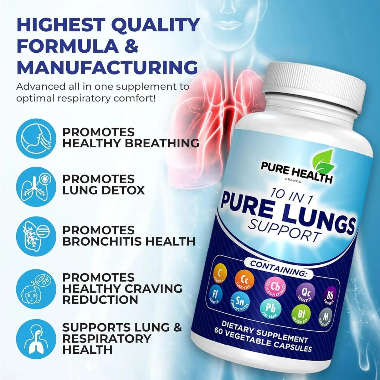 PURE HEALTH - Pure Health 10 in 1 Lung Detox & Cleanse 60 Capsulas - The Red Vitamin MX - Suplementos Alimenticios - {{ shop.shopifyCountryName }}
